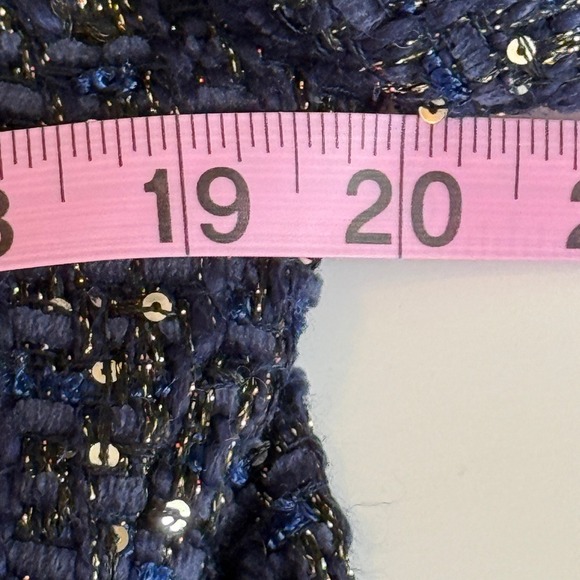 L'AGENCE Chamberlain Tweed Blazer in Dark Sequin Blue Size 12 - Picture 10 of 12
